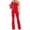 Red, variant on gakvbuo Jumpsuits For Women Summmer Dressy Wedding Womens Fashion Summer Solid Casual Long Sleeve One Shoulder Bandage Suspender Jumpsuit