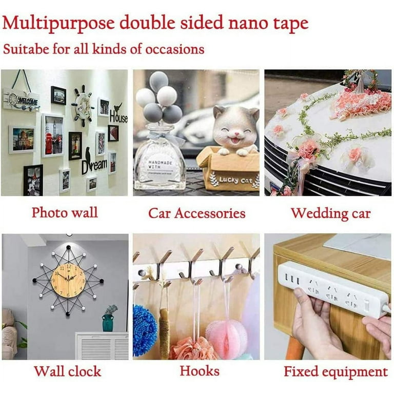Wide Double Sided Nano Tape,300cm*40mm*2mmReusable Removable Gel Grip Tape,Multifunctional  Washable Non-Marking Nano Tape for Paste Carpets,Fixed Items,Office and  Kitchen Home Items 