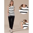 thumbnail image 2 of DARING DIVA Women's Crochet Tank Top Stripe Sleeveless Hollow Out Vest S Black White, 2 of 6