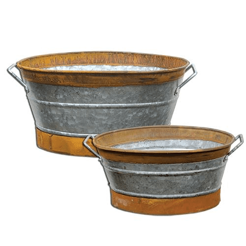 2/Set, Rusty Galvanized Buckets