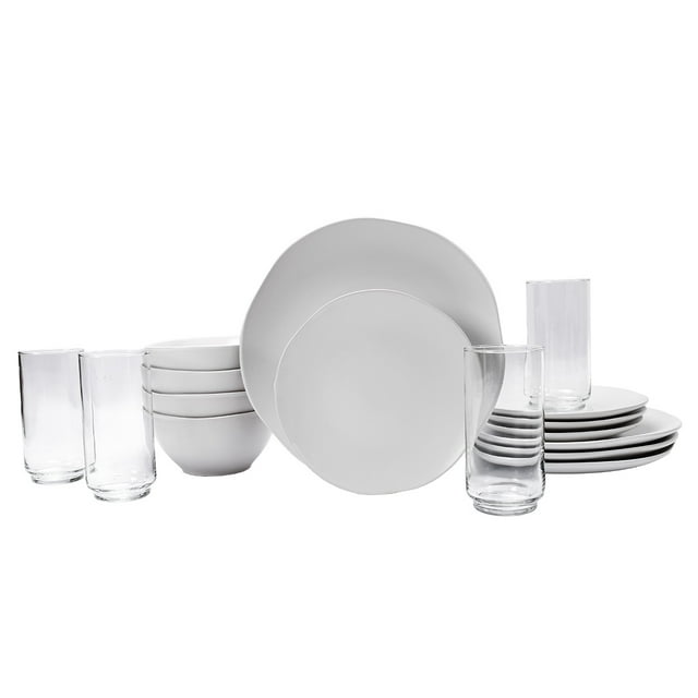 Vajilla de Cerámica con Vaso Crown Baccara 16 piezas para 4 personas - Defiwhite