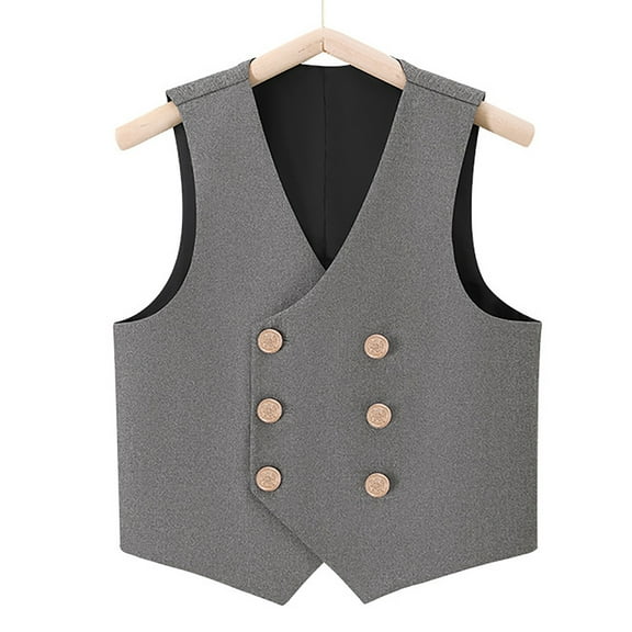 Stylish Boys Formal Suit Vest Double Design Four Button Closure Versatile Attire for for Weddings and Parties