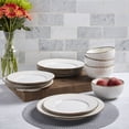 thumbnail image 4 of Tabletops Gallery Monroe 12 Piece Embossed Stoneware Dinnerware Set, Cream White (Service for 4), 4 of 11