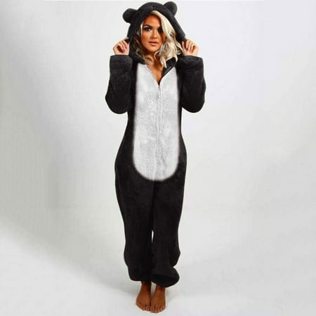 

Tangnade Womens Tops Coats Fashion Women Long Sleeve Hooded Jumpsuit Pajamas Casual Winter Warm Rompe Sleepwear