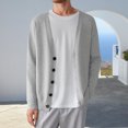 thumbnail image 2 of Men's Knit Cardigan Sweater Button Up Casual Loose Outfit for Fall & Spring(Grey M), 2 of 6