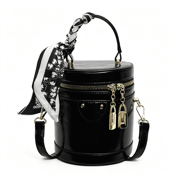 AOMRCOL Mini Bucket Crossbody Bags for Women Vegan Leather Small Round Shoulder Round Handle Handbag Purses Bucket Bag