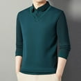 thumbnail image 3 of Chiccall Men's Long Sleeve Tops Fleece Lined Warm Sweaters Striped Collared Pullover Blouse, 3 of 5