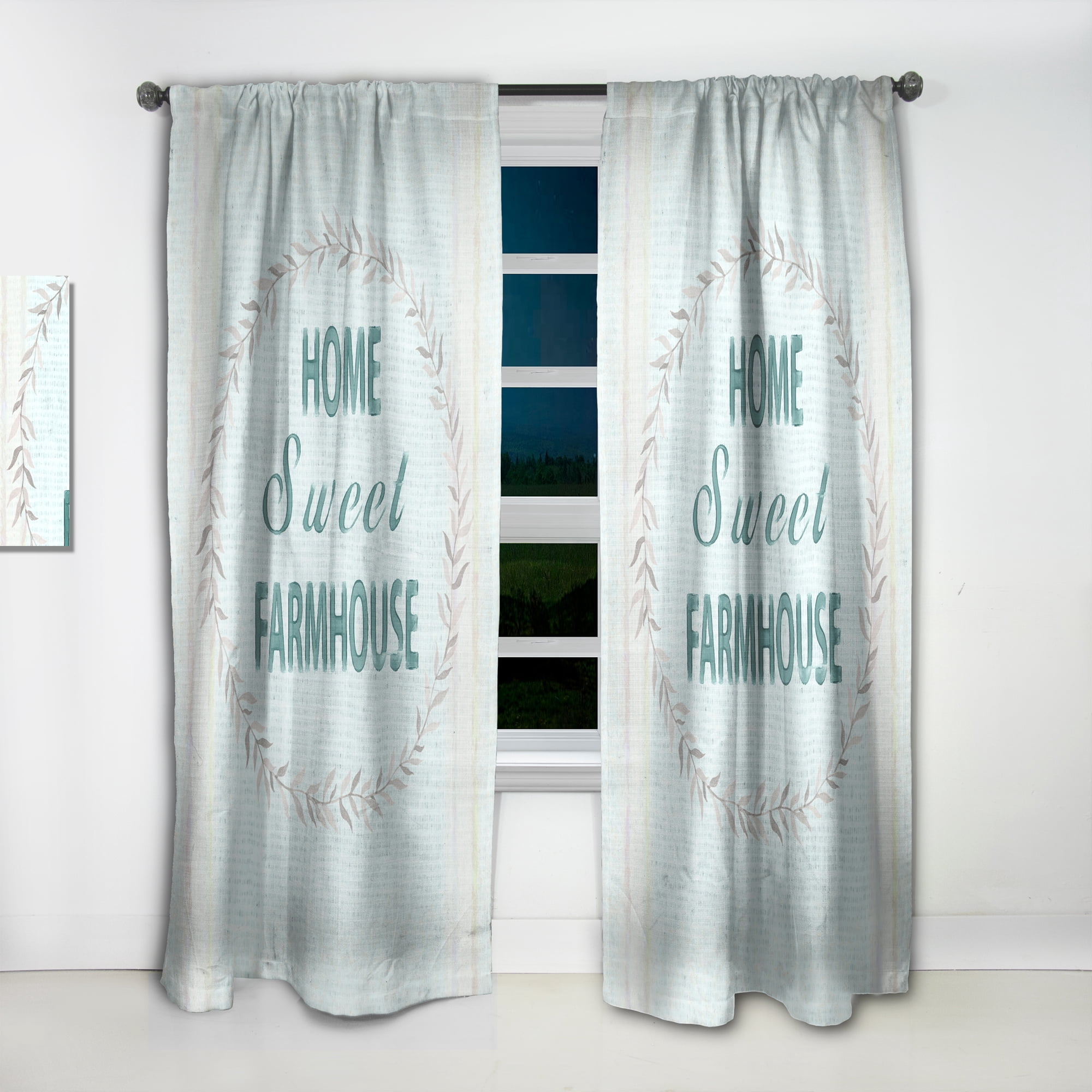 Designart 'Farmhouse Quote On Florals XIII' Farmhouse Curtain Panel