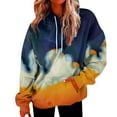thumbnail image 1 of Penkiiy Chandail à Capuche pour Femmes Manches Longues Décontracté Imprimé Col Rond Bleu Foncé Y2K Vêtements, 1 of 4