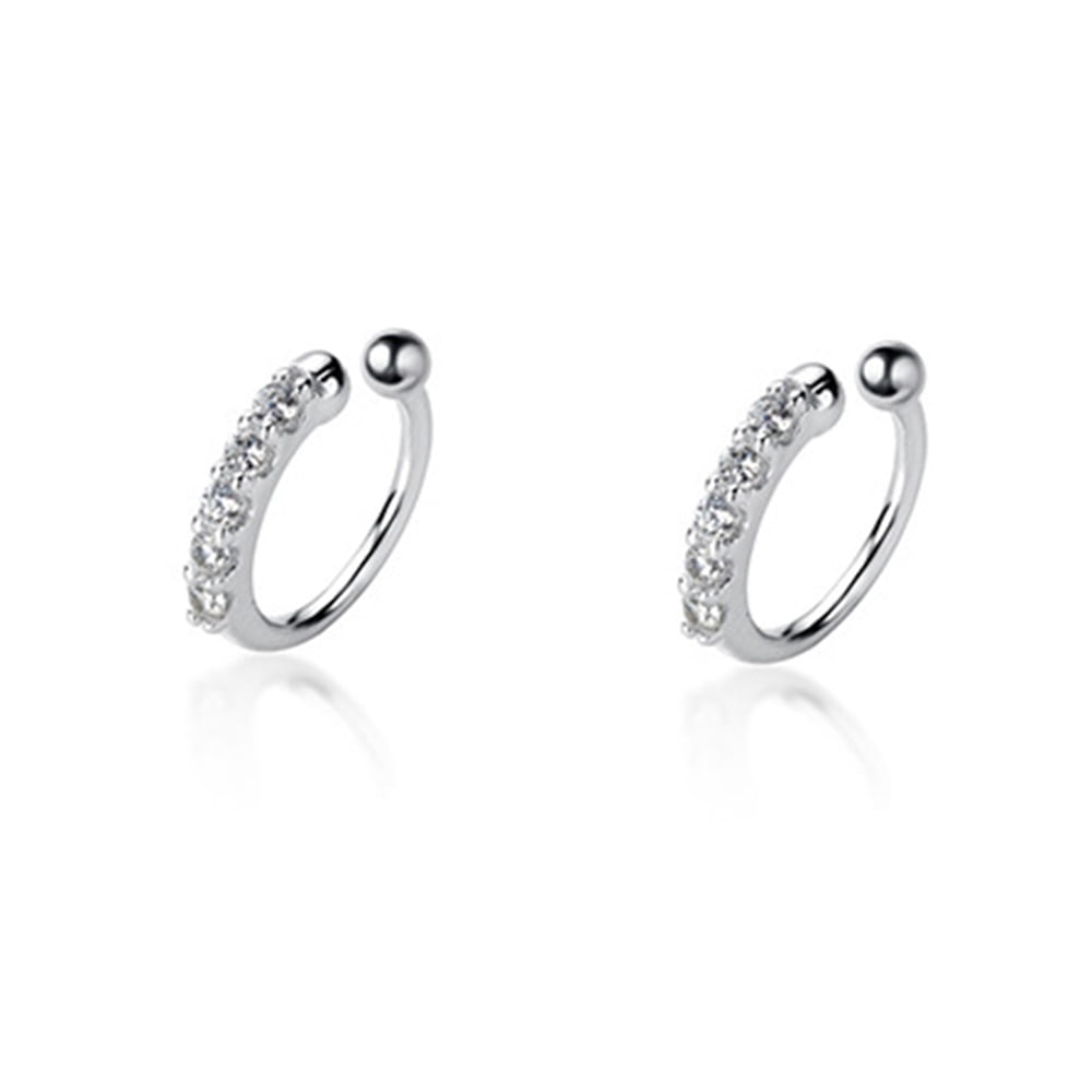 Ear Cuff Wrap Cartilage Earrings Hoops Sterling Silver Cubic Zirconia No Piercing for Women Girls