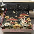 thumbnail image 2 of ZIATUBLES Mushroom Queen Size Sheet Set 3 Pcs, 1 Fitted Sheet and 2 Pillowcases, Moonlit Frog Floral Bed Sheets with Elasticized 9.8" Pocket Soft Comfy Cooling Bedding Set, 2 of 5