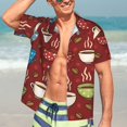 thumbnail image 4 of Uemuo Coffee Cups Printed Regular Fit Short Sleeve Casual Hawaiian Shirt for Men,Aloha shirt,Tropical shirt,Floral print shirt,Vacation Beach shirt-, 4 of 9