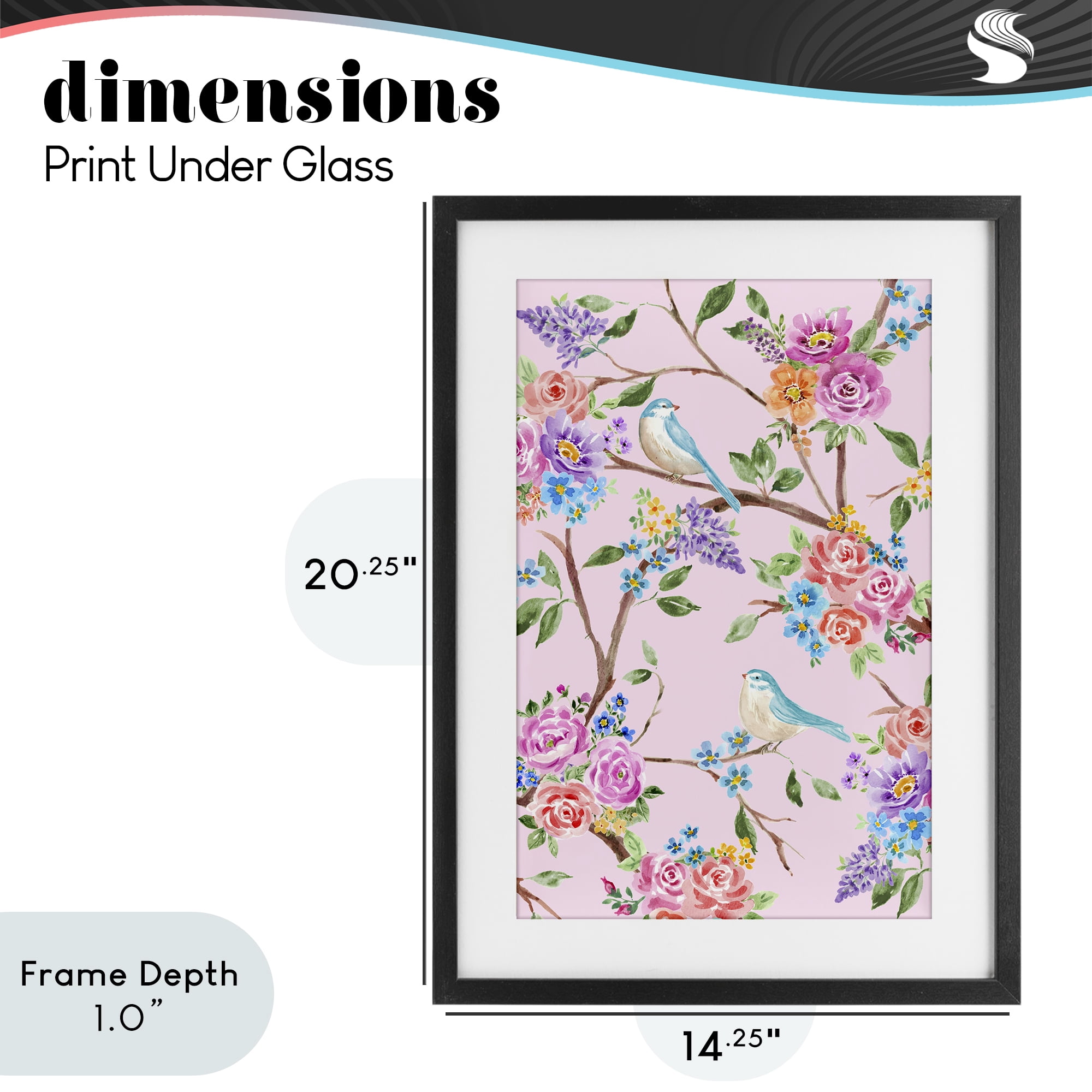 Stupell Industries Pink & Blue Spring Florals Black Framed Print Under Glass, design by Corinne Haig