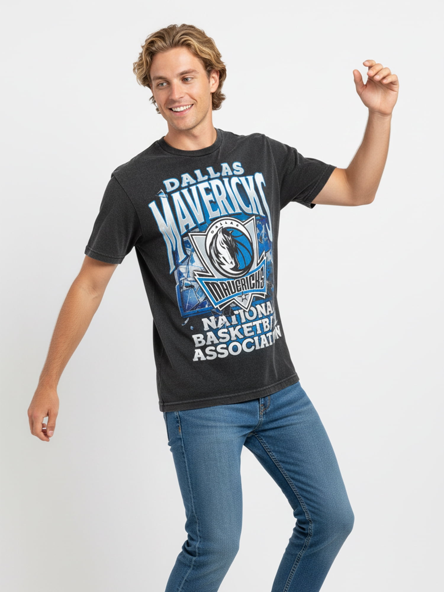 NBA Dallas Mavericks Men's & Big Men's Front & Back Boxy Fit Mineral Wash Graphic T-Shirt, Sizes XS–4XLT, 2XB–5XB