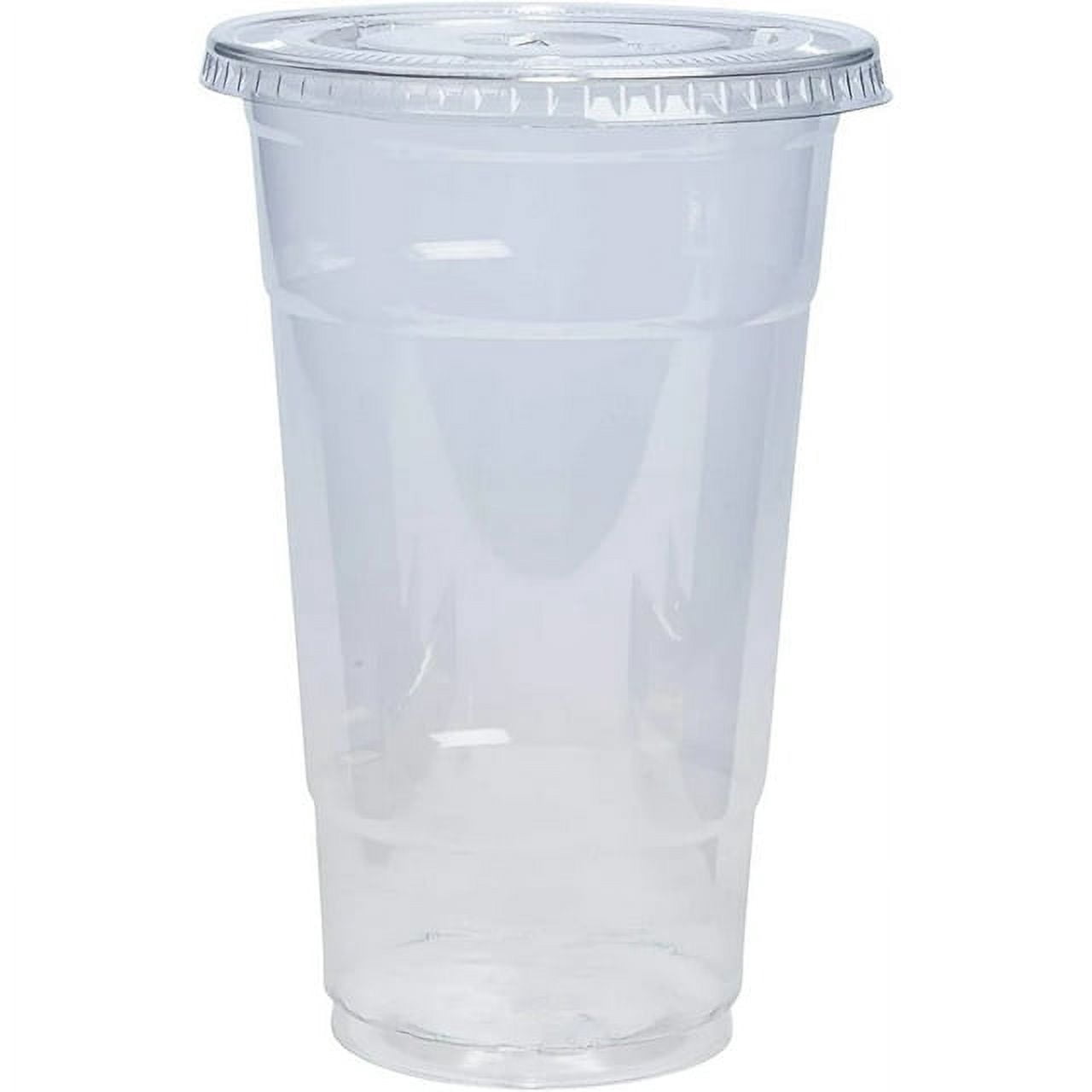 16 Oz Clear Plastic PET Cups With Flat Lid & Straw Qty 1000 - Walmart.com