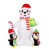 thumbnail image 1 of Decoración de oso de dibujos animados explotada con 2 pingüinos, adorno de oso iluminado, regalos de Año Nuevo, 1 of 8