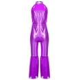 thumbnail image 4 of iiniim Kids Girls Disco Outfit 70s 80s Prom Sparkle Flare Jumpsuit Rave Party Full Bodysuit Purple 16, 4 of 7