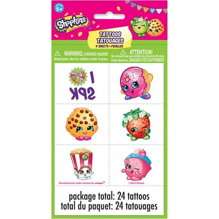 Shopkins Temporary Tattoos, 24ct (Best Neck Tattoos For Women)