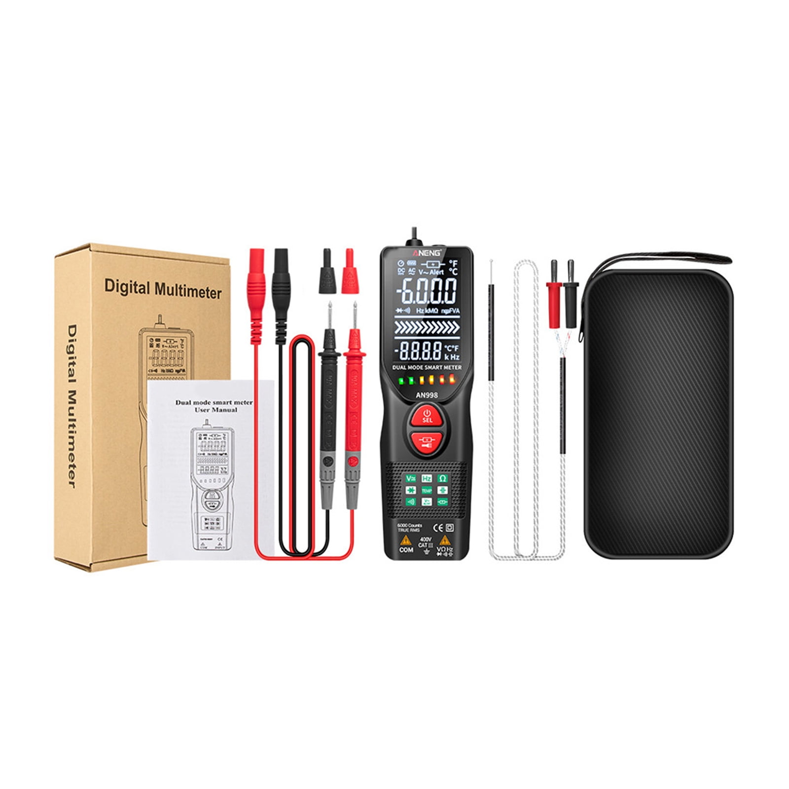 Miulika Digital Multimeter, Voltmeter AN998, Auto Ranging Electric Measures Current Voltage Test, for Volt Amp Ohm with Bklight