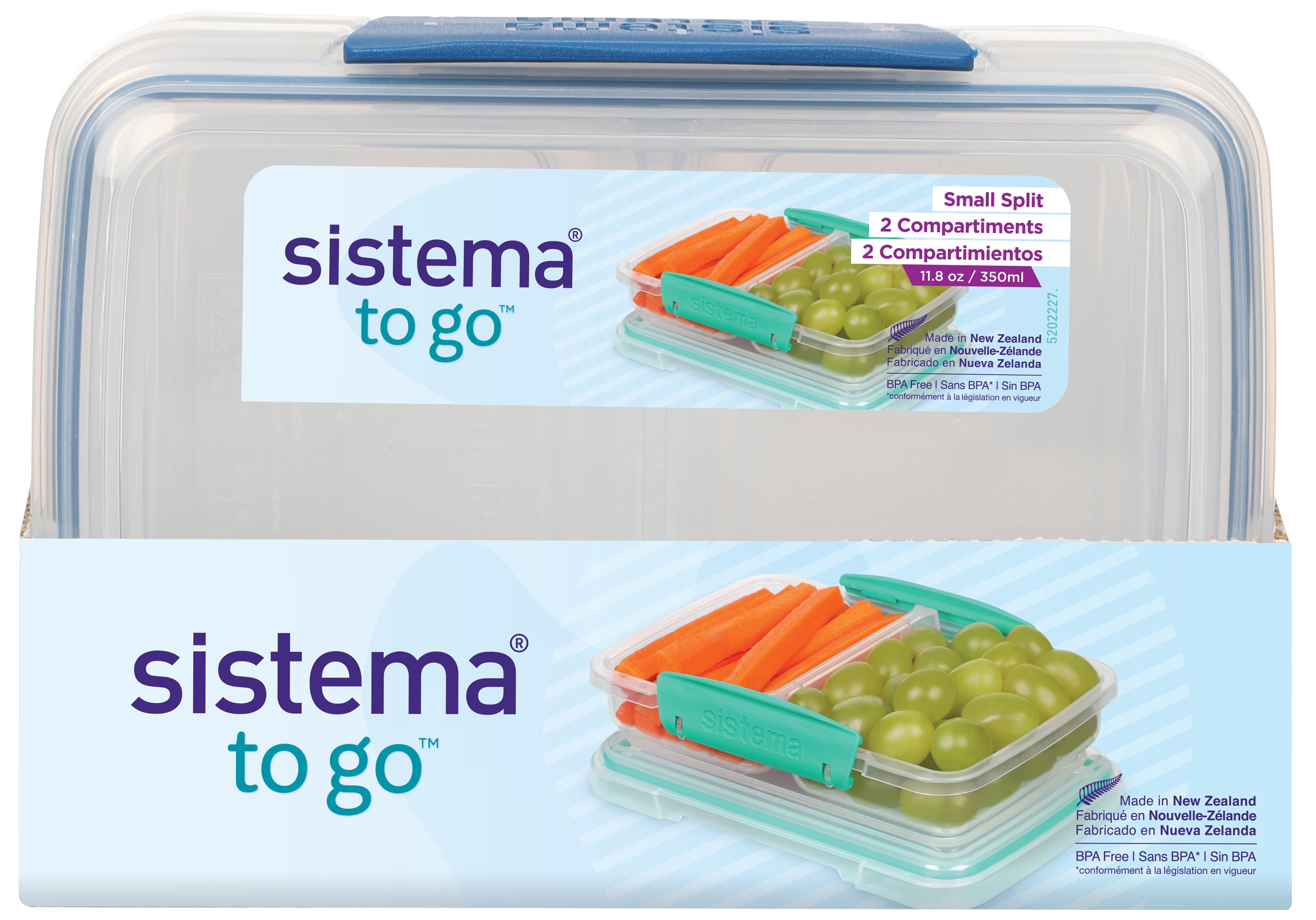 Sistema 1.4 Cup Small Split To Go Food Storage Container, Blue