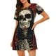 thumbnail image 1 of Fotbe Gothic Skull With Roses Bata de Dormir para Mujer con Estampado, Camisón de Algodón de Manga Corta, Ropa de Dormir Casual, 1 of 6