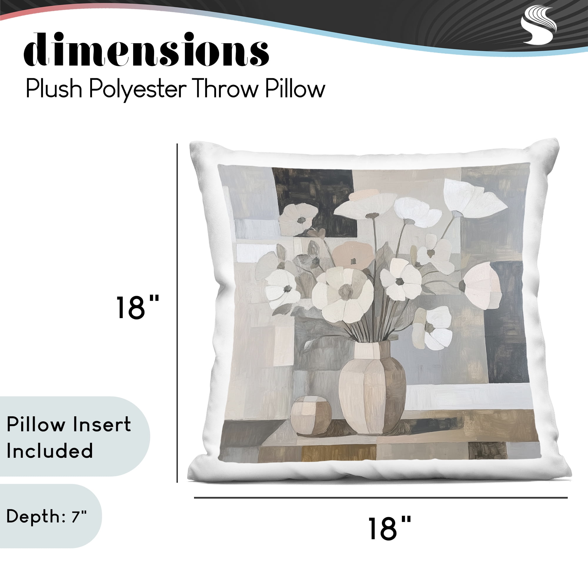 Stupell Industries Muted Pastel Poppies in Cubism Decorative Printed Throw Pillow, design by Heidi Kuntz, 18 x 7 x 18