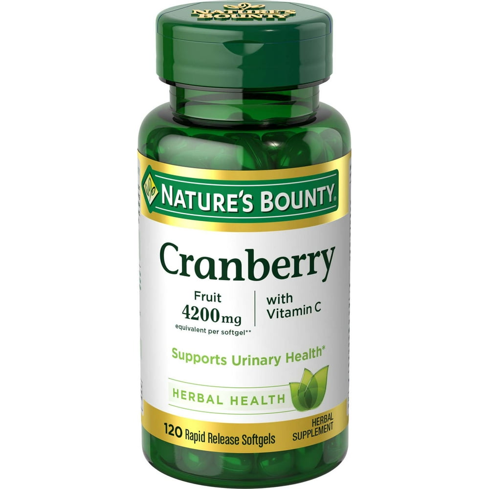 Nature's Bounty Cranberry Pills, Softgels, 4200 Mg, 120 Ct - Walmart ...