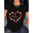 thumbnail image 1 of Women Happy Valentine's Day Heart Graphic Print Short Sleeve Tees Trendy Casual Tops For Daily Life, 1 of 5