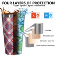 thumbnail image 3 of 16oz Tumblers Red Blue White Star Plaid Checkered Pattern Stainless Steel Vacuum Insulated Double Wall Travel Tumbler Cups Mug with Lid and Straw,Cleaning Brush for Coffee,Tea, 3 of 4