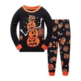 thumbnail image 3 of WOYY Girls Halloween Pumpkin Pajamas Snug-Fit Long Sleeve Top Pants, 2 Piece, Sizes 2-10, 3 of 3