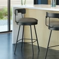 thumbnail image 5 of Amisco Monza 30 In. Swivel Bar Stool - Dark Grey Polyurethane / Black Metal, 5 of 9