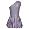 thumbnail image 4 of Doomiva Women's One Shoulder Metallic Flared Mini Dress Bodycon Mini Short Dress Clubwear Purple 180, 4 of 6