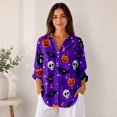 thumbnail image 5 of Nyfairy Plus Size Women's Halloween Print Long Sleeve Button Down Casual Shirt, 5 of 5