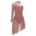thumbnail image 3 of Yruioon Lyrical Dance for Women Sheer Mesh Irregular Skirt Leotard Modern Contemporary Dancewear Dusty Pink M, 3 of 6