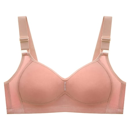 

Lovskoo Women Comfortable Bra Wireless Full Figure Push-Up Plus Size Breathable Daily Brassiere Orange