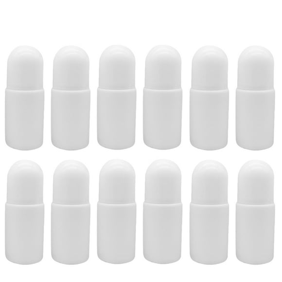 12pcs 50ML Plastic Roller Bottles for Essential Oils Empty Refillable Roll on Bottles Reusable Leak-Proof DIY Deodorant Containers with Plastic Roller Ball(White)