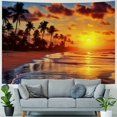 thumbnail image 4 of Fenyluxe  Palm Trees Beach Sunset Tapestry, Jamaica Beach Palm Tree Sunset Wall Hanging Large Tapestry Psychedelic Tapestry Decorations Bedroom Living Room Dorm 40x30inch, 4 of 6