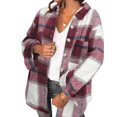 thumbnail image 4 of Camisa con botones, abrigo informal con estampado a cuadros, chaqueta a cuadros con solapa para mujer, abrigo informal para mujer, máxima eficiencia, 4 of 6