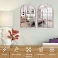 thumbnail image 4 of Pcapzz 2Pcs Arched Window Wall Mirror,Vintage Rustic Acrylic Mirror with Wood Frame Wall Decor for Living Room,Hallway,Entryway,Garden Mirrors Outdoor,27x42cm,Original Wood Color, 4 of 9