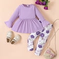 thumbnail image 2 of ZRBYWB Toddler Girl Outfits Winter Long Sleeve Solid Color Ruffles Flower Print Tops Pants 2 Piece Outfits Sets Clothes Fashion, 2 of 4