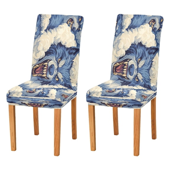 BZSMCE Chairs Slipcovers Dining Chair Covers Blue Wolf Pattern Creative Pattern