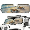 thumbnail image 2 of Uorisanigo Windshield Sun Shade Compatible with Jeep Wrangler TJ JK JKU 1996-2018 16.5"x52.5" Folding Front Window Beach Sea Turtle Sun Shade for Wrangler TJ JK, Car Accessories, 2 of 7