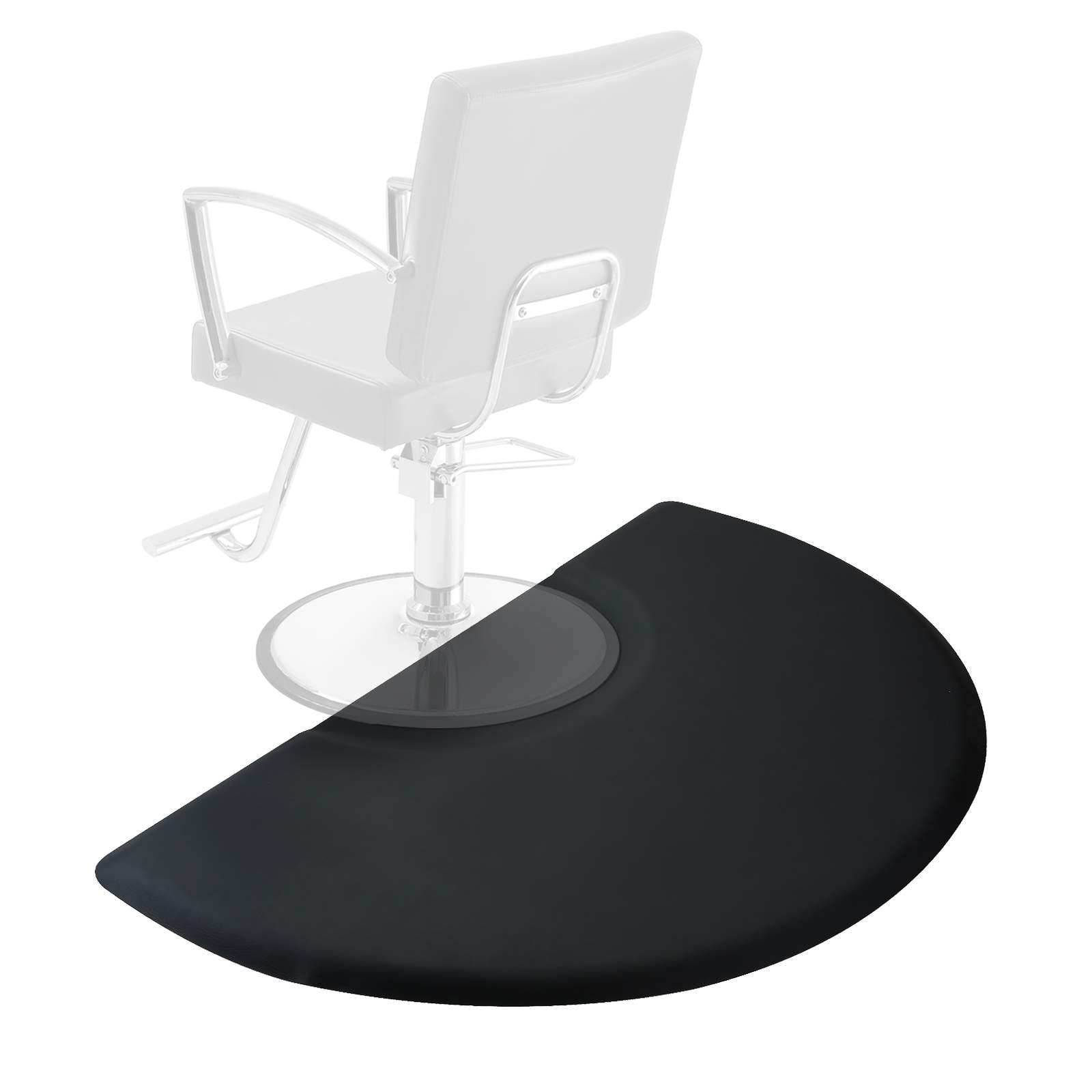 Thick Salon & Barber Shop Chair Anti-Fatigue Floor Mat Saloniture 3 ft Black Semi Circle x 5 ft 5/8 in