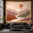 thumbnail image 6 of Abstract Terracotta Mountain Valley with Crescent Moon in Olive Landscape, Dreamy Boho for Nature Lovers, Wall Art Decor, Housewarming Gift Tapestry Wall Hanging for Bedroom and Living Room, 6 of 7