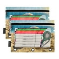 thumbnail image 2 of Volleyball on Beach 2 Pack Pencil Pouch for 3 Ring Binder Smooth Zipper Folders with Pockets Clear Window Pencil Case, 2 of 6