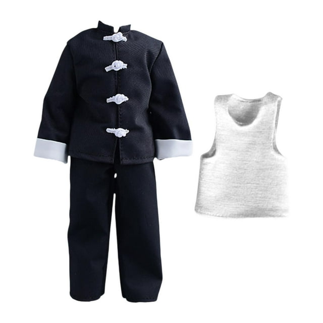 3 piezas 1/12 abrigo y pantalones chaleco, ropa de muñeca hecha a mano, disfraz de ropa en miniatura para figuras masculinas de 6 pulgadas vistes Establecimiento de pantalones de piernas anchas