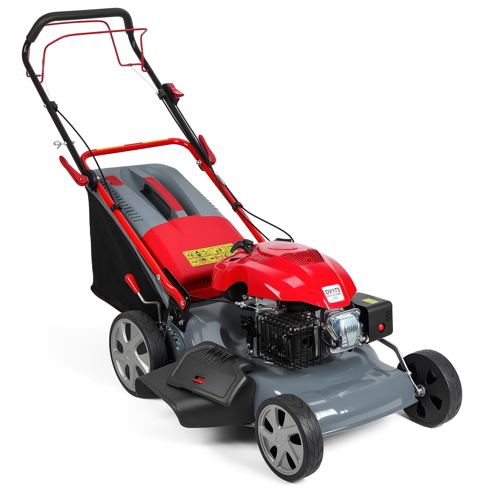173cc Powerful Self-Propelled Lawn Mower, 20-Inch Cutting Deck with 60L Grass Catcher for Large Yard, Patio, and Landscaping