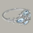thumbnail image 4 of LBG British Made 925 Sterling Silver Natural Diamond & Aquamarine Womens Anniversary Ring - 33 size options - Size 8.5, 4 of 6