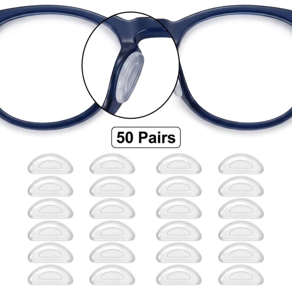 50 Pairs Clear Stick-On Silicone Eyeglass Nose Pads, Anti-Slip Adhesive Cushions for Glasses and Sunglasses