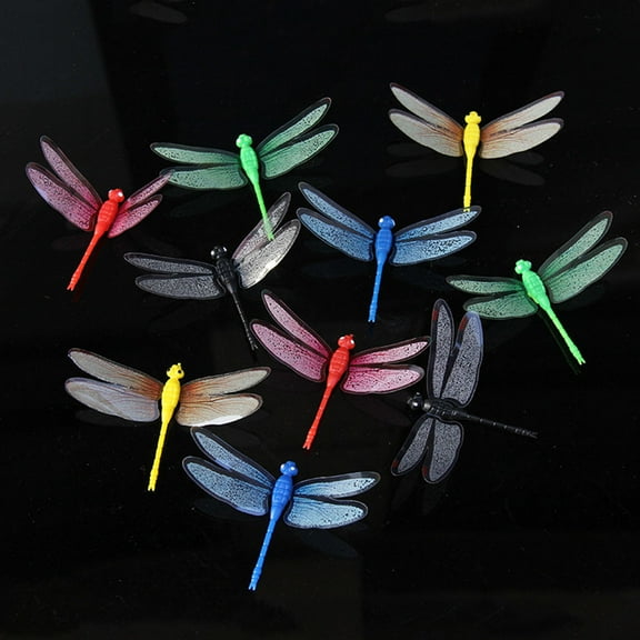 LABSERRON 20Pcs Realistic Fake Dragonflies For Gardening And Art Photography Assorted Color